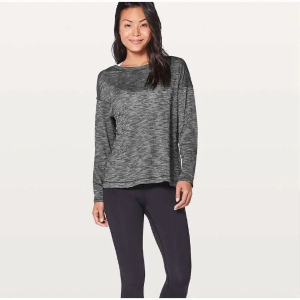 ✨Lululemon Laced With Intent Grey Laced Back Long Sleeve Sz 6 Top✨